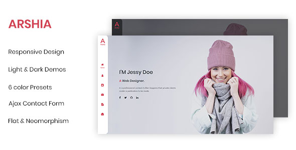 Arshia - Bootstrap 4 neomorphism Personal template
